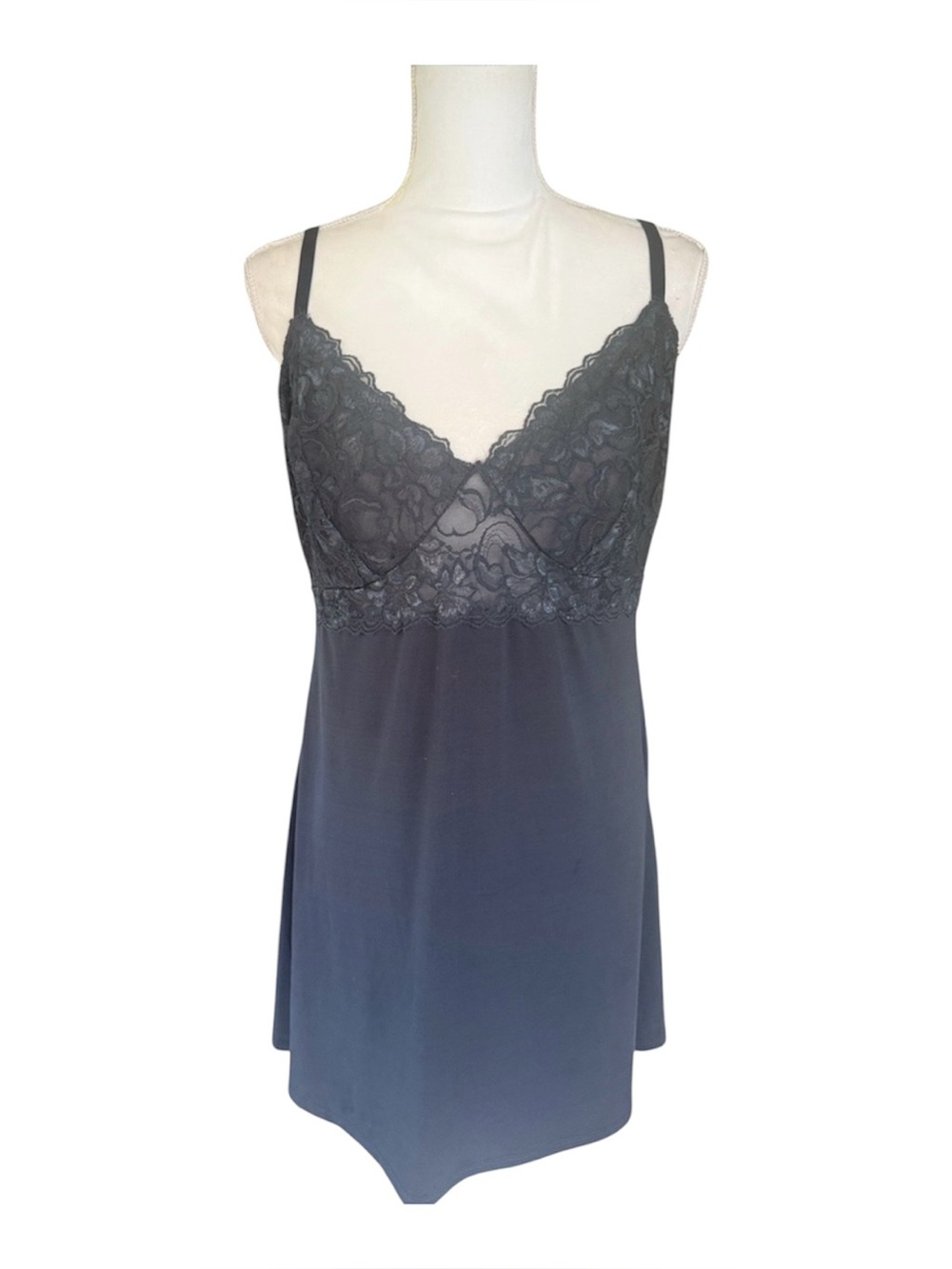 Delta Burke body con nightie midnight blue lace bodice womens lingerie 1X